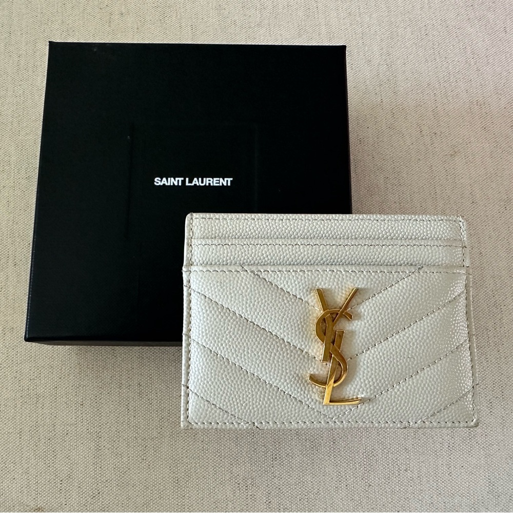 YSL Card Case in Blanc Vintage